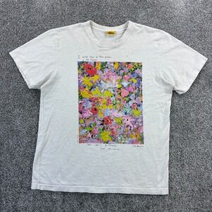 Vintage Ken Done Art Shirt Mens Large White Floral Painting Australia Abstract